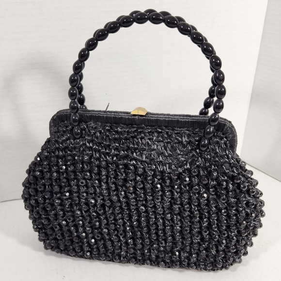 Dena of dallas vintage rafia straw beaded structured purse bag evc - Picture 3 of 16